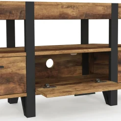 IDMarket Meuble TV 110 cm d'angle bois pied épingle avec tiroirs* Collection Vintage|Meubles Tv