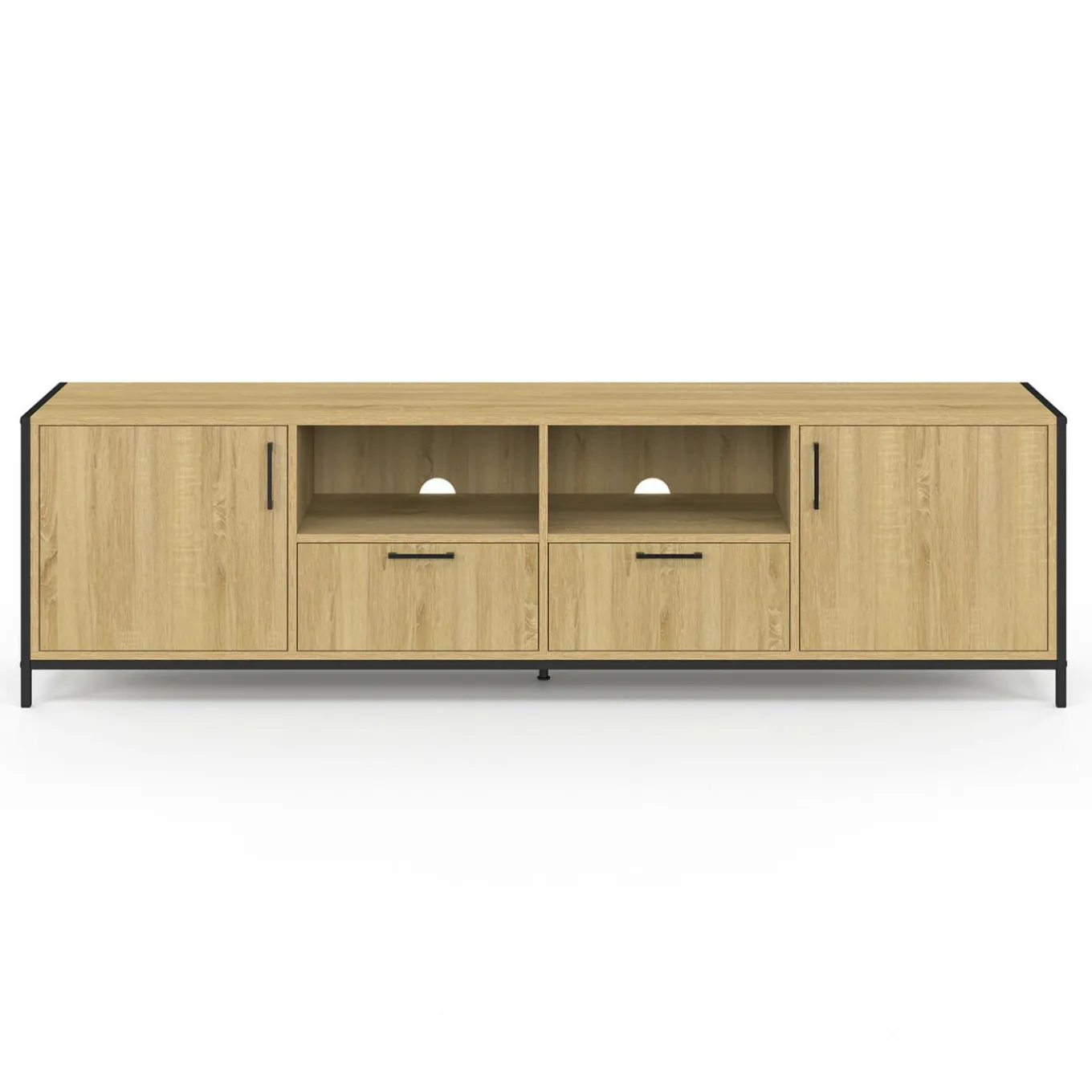 IDMarket Meuble TV 180 cm design industriel 2 portes 2 tiroirs* Meubles Tv|Salon Complet