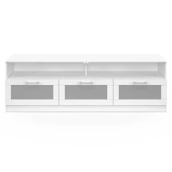 IDMarket Meuble tv 140 cm portes givrées blanc* Salon Complet|Meubles Tv