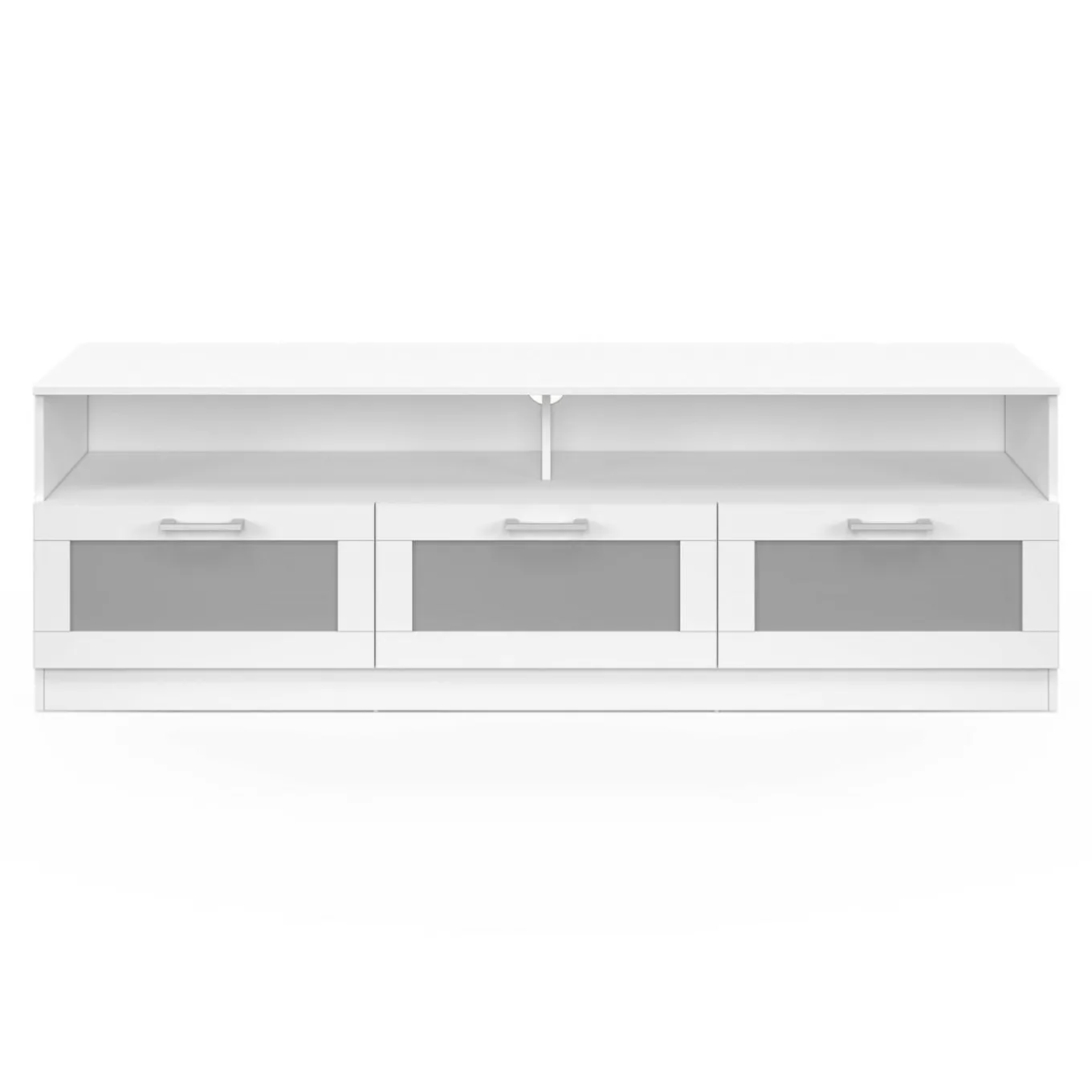 IDMarket Meuble tv 140 cm portes givrées blanc* Salon Complet|Meubles Tv