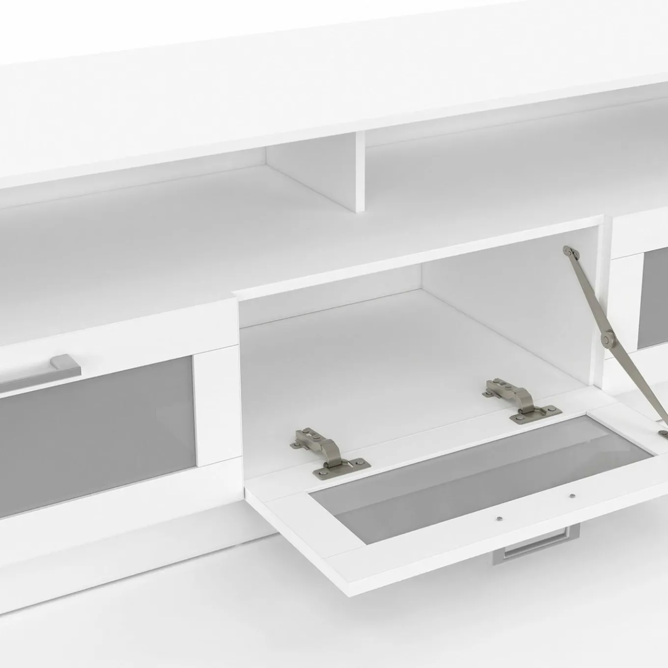 IDMarket Meuble tv 140 cm portes givrées blanc* Salon Complet|Meubles Tv