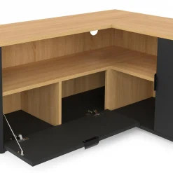 IDMarket Meuble TV 90 x 90 cm d'angle façon hêtre et noir* Meubles Tv|Collection Moderne