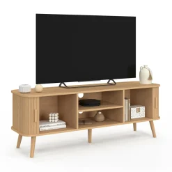 IDMarket Meuble TV avec portes coulissantes lattes* Collection Vintage|Meubles Tv