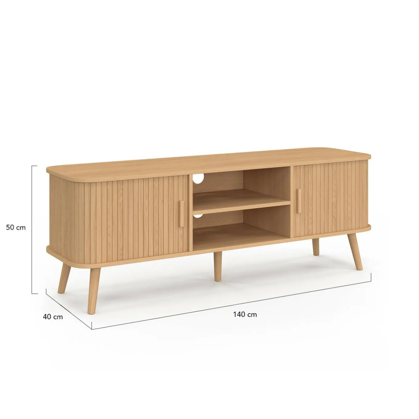 IDMarket Meuble TV avec portes coulissantes lattes* Collection Vintage|Meubles Tv