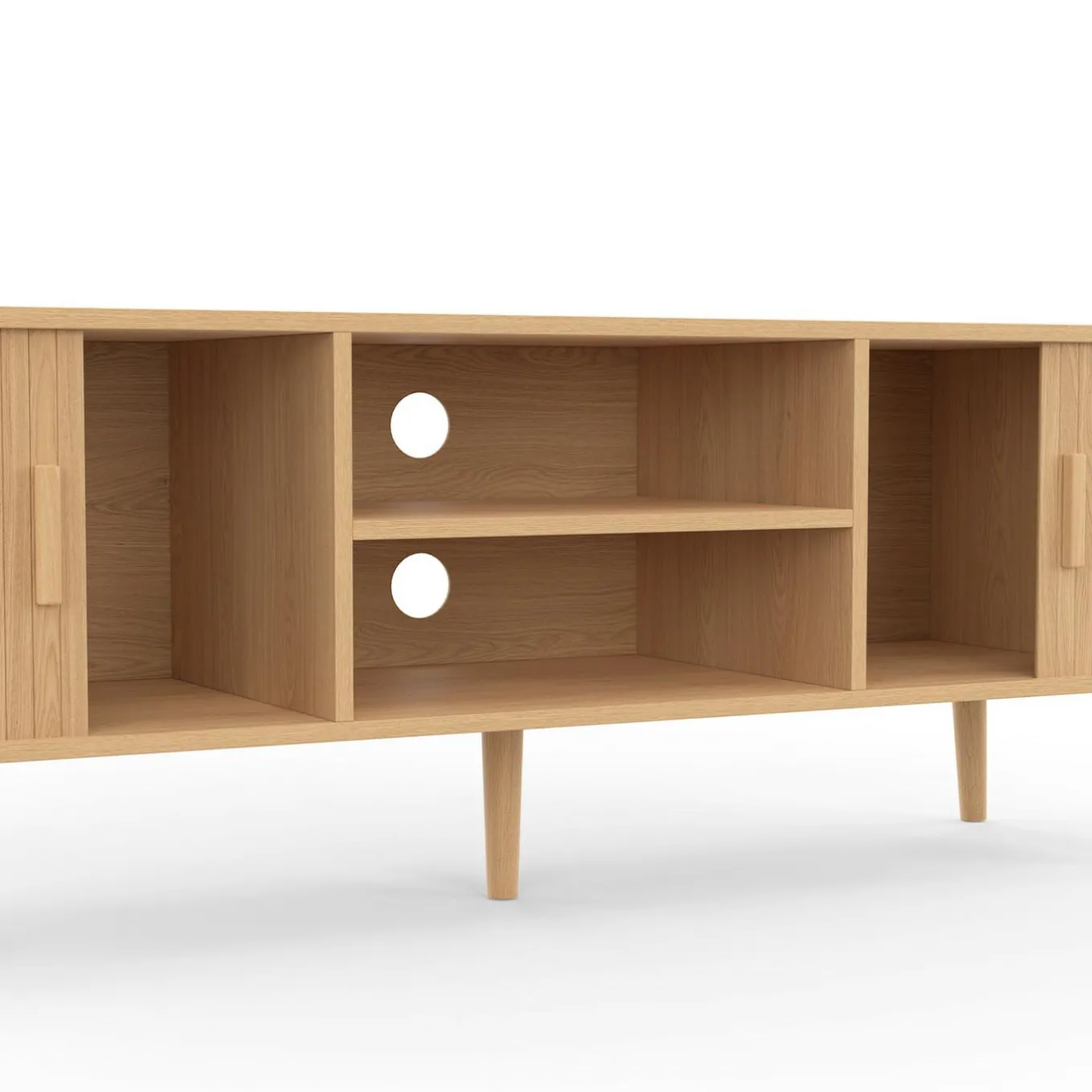 IDMarket Meuble TV avec portes coulissantes lattes* Collection Vintage|Meubles Tv