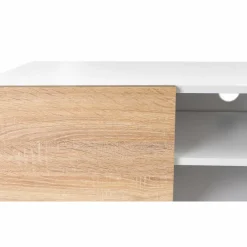 IDMarket Meuble TV blanc et imitation hêtre* Meubles Blancs|Collection Design