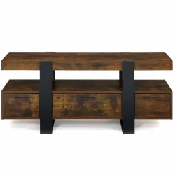 IDMarket Meuble TV bois effet vieilli et noir avec tiroirs* Meubles Tiroirs|Collection Vintage