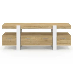 IDMarket Meuble TV bois et blanc 140 cm avec tiroirs* Meubles Tiroirs|Collection Vintage