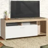 IDMarket Meuble TV bois et placard blanc moderne* Collection Design|Collection Contemporaine