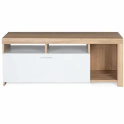 IDMarket Meuble TV bois et placard blanc moderne* Collection Design|Collection Contemporaine