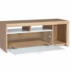 IDMarket Meuble TV bois et placard blanc moderne* Collection Design|Collection Contemporaine