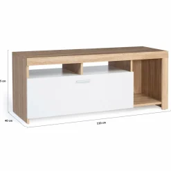 IDMarket Meuble TV bois et placard blanc moderne* Collection Design|Collection Contemporaine