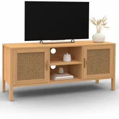 IDMarket Meuble TV cannage 110 cm avec 2 portes* Meubles Tv