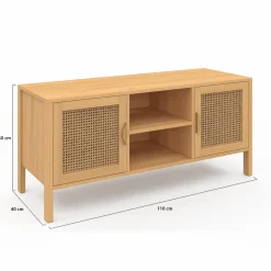 IDMarket Meuble TV cannage 110 cm avec 2 portes* Meubles Tv