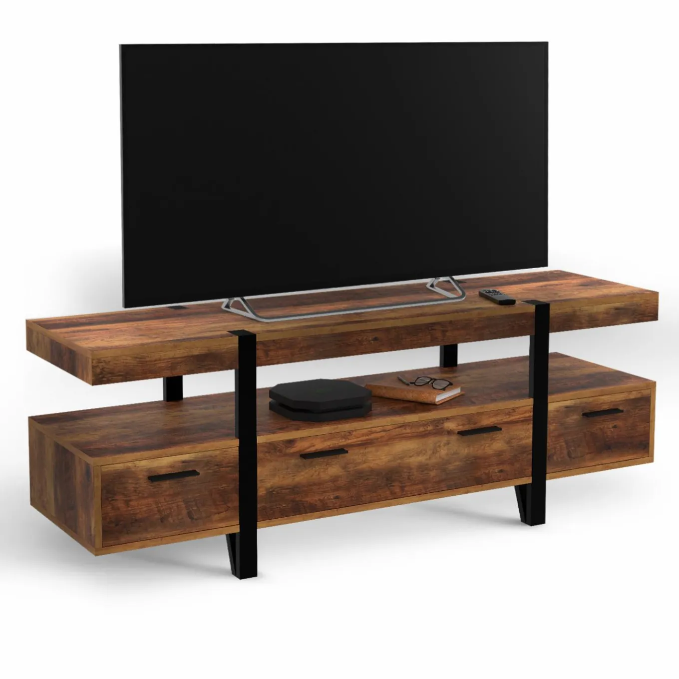 IDMarket Meuble TV 140cm avec rangements* Collection Vintage|Meubles Tv