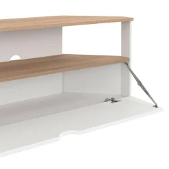 IDMarket Meuble TV d'angle 100 cm en bois façon hêtre et blanc* Meubles Tv