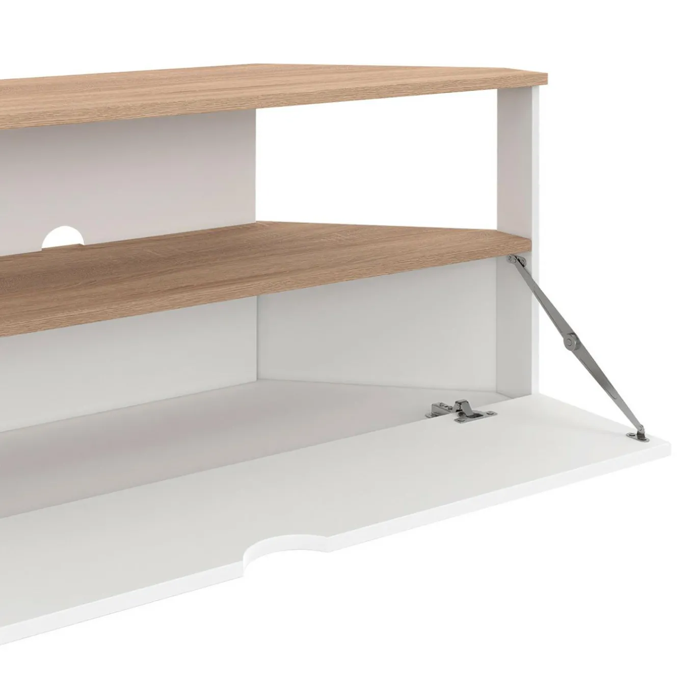 IDMarket Meuble TV d'angle 100 cm en bois façon hêtre et blanc* Meubles Tv