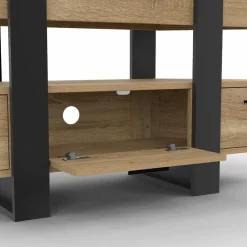 IDMarket Meuble TV d'angle bois et noir* Meubles Tv