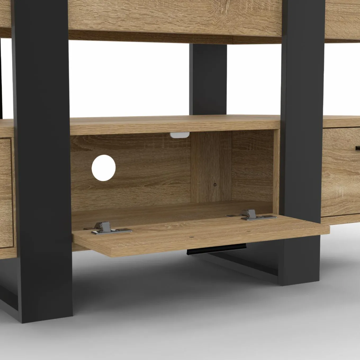 IDMarket Meuble TV d'angle bois et noir* Meubles Tv