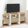 IDMarket Meuble TV d'angle bois et blanc 110cm avec tiroir* Meubles Tv