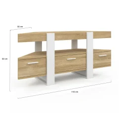 IDMarket Meuble TV d'angle bois et blanc 110cm avec tiroir* Meubles Tv