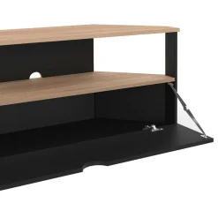 IDMarket Meuble TV d'angle bois façon hêtre et noir 100 cm* Meubles Tv