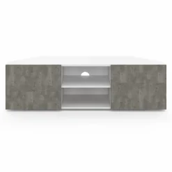 IDMarket Meuble TV d'angle effet béton et blanc 110 cm* Collection Contemporaine|Meubles Tv