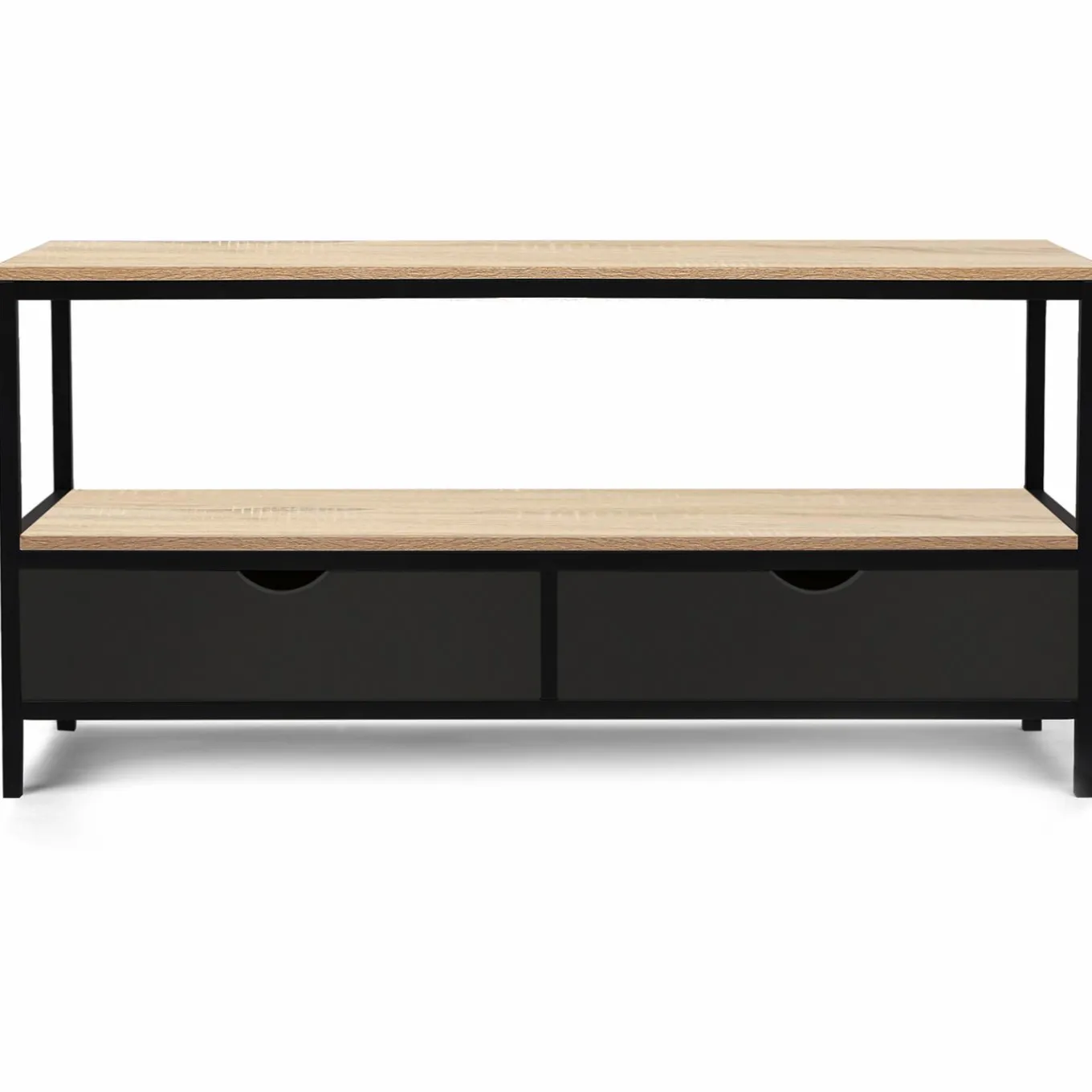 IDMarket Meuble TV en bois et métal noir 2 tiroirs* Meubles Tiroirs|Collection Industrielle