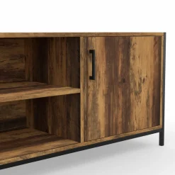 IDMarket Meuble TV industriel 140 cm bois foncé avec 2 portes* Collection Vintage|Salon Complet