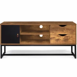 IDMarket Meuble TV industriel bois métal 2 tiroirs avec placard* Meubles Tiroirs|Meubles Bas