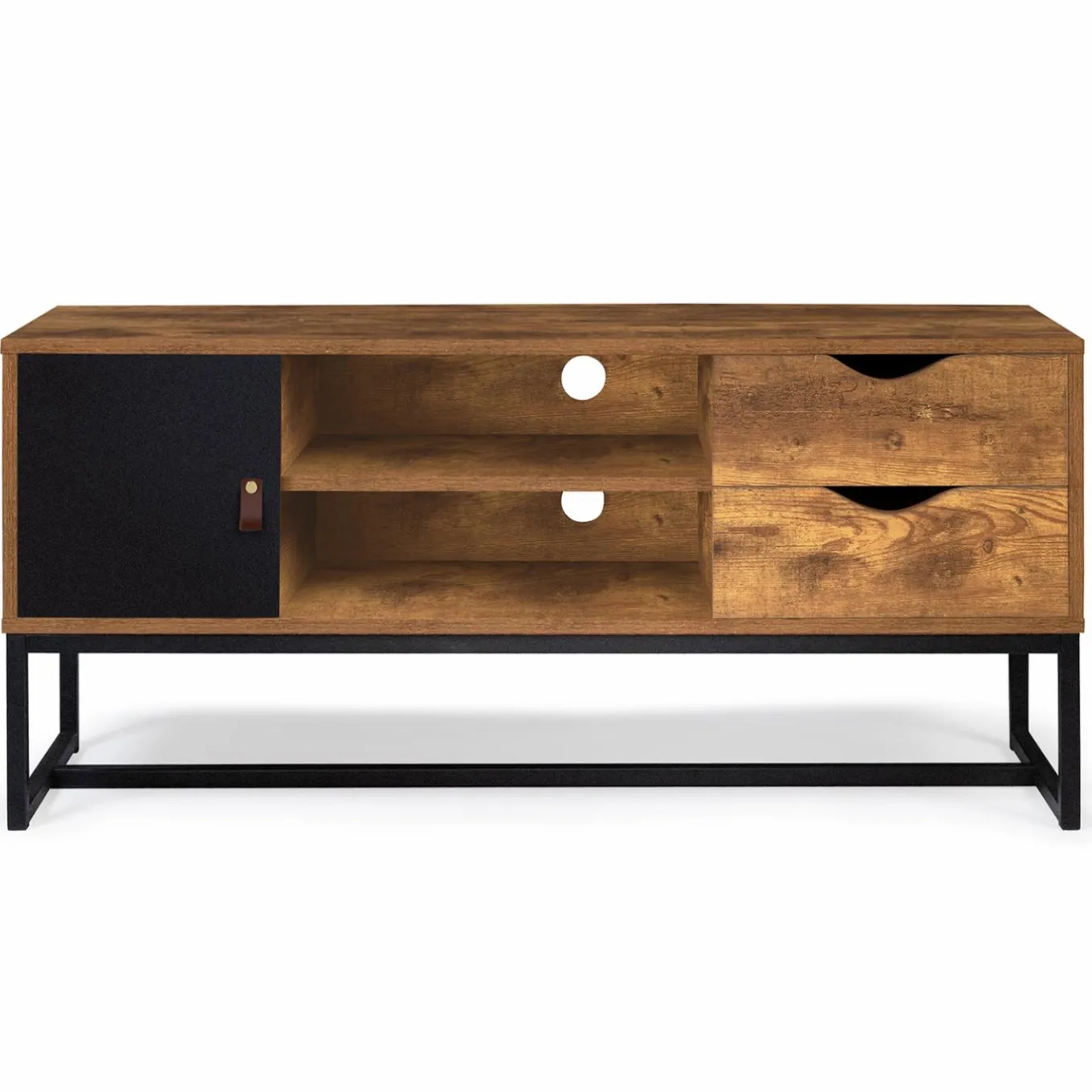 IDMarket Meuble TV industriel bois métal 2 tiroirs avec placard* Meubles Tiroirs|Meubles Bas