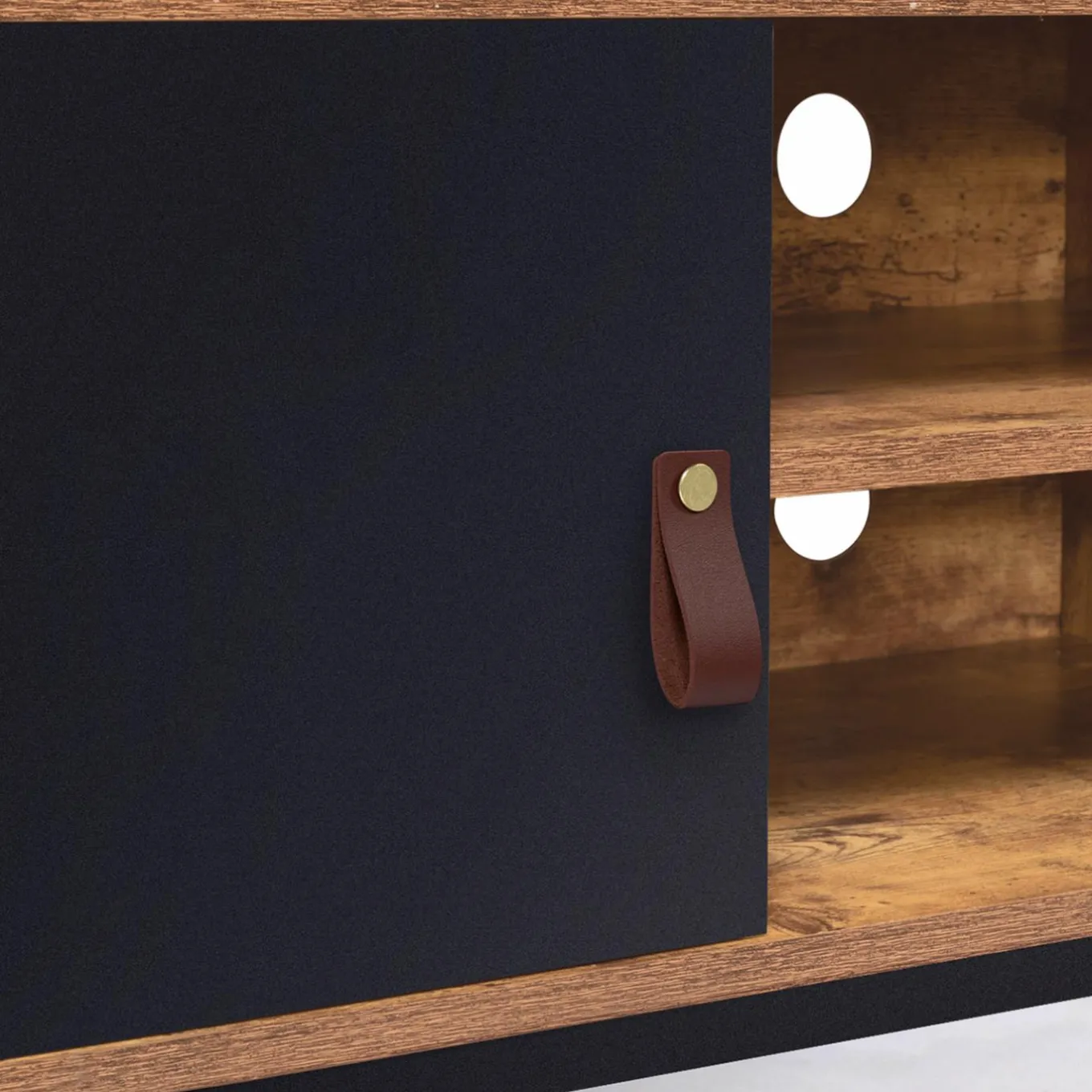 IDMarket Meuble TV industriel bois métal 2 tiroirs avec placard* Meubles Tiroirs|Meubles Bas