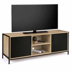 IDMarket Meuble TV industriel métal et bois avec 2 portes* Collection Industrielle|Salon Complet