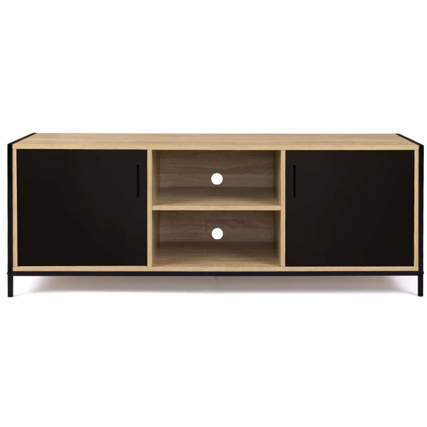 IDMarket Meuble TV industriel métal et bois avec 2 portes* Collection Industrielle|Salon Complet