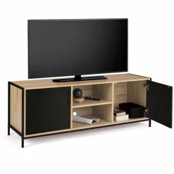IDMarket Meuble TV industriel métal et bois avec 2 portes* Collection Industrielle|Salon Complet