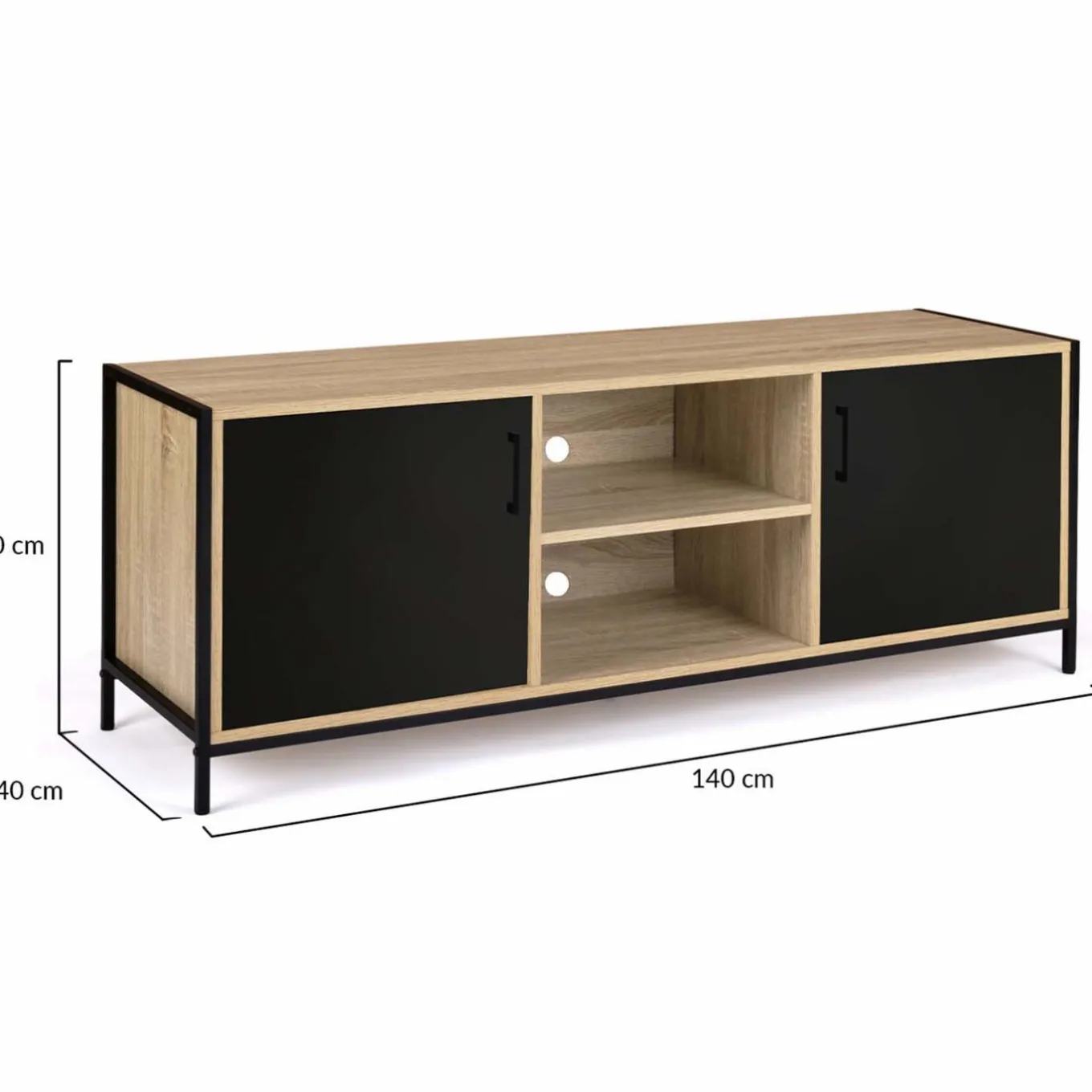 IDMarket Meuble TV industriel métal et bois avec 2 portes* Collection Industrielle|Salon Complet