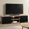 IDMarket Meuble TV moderne noir et bois 113 cm* Collection Design|Collection Contemporaine
