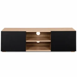 IDMarket Meuble TV moderne noir et bois 113 cm* Collection Design|Collection Contemporaine