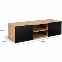 IDMarket Meuble TV moderne noir et bois 113 cm* Collection Design|Collection Contemporaine