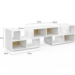 IDMarket Meuble TV modulable 3 modules multifonction blanc et effet bois* Bibliothèques|Meubles Tv