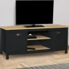 IDMarket Meuble TV noir 113 cm 2 placards* Salon Complet|Meubles Tv