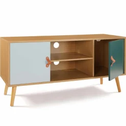 IDMarket Meuble TV nordique bois et vert* Collection Scandinave|Meubles Tv