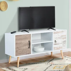 IDMarket Meuble TV scandinave blanc 2 portes* Meubles Bas|Collection Scandinave