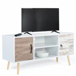 IDMarket Meuble TV scandinave blanc 2 portes* Meubles Bas|Collection Scandinave