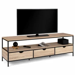 IDMarket Meuble TV style industriel 3 tiroirs 160 cm* Meubles Tiroirs|Collection Industrielle