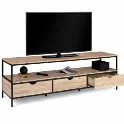 IDMarket Meuble TV style industriel 3 tiroirs 160 cm* Meubles Tiroirs|Collection Industrielle