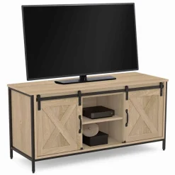 IDMarket Meuble TV style industriel 2 portes grange coulissantes* Collection Industrielle|Salon Complet