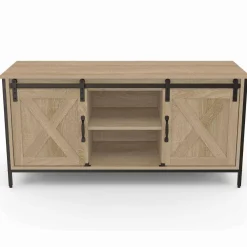 IDMarket Meuble TV style industriel 2 portes grange coulissantes* Collection Industrielle|Salon Complet