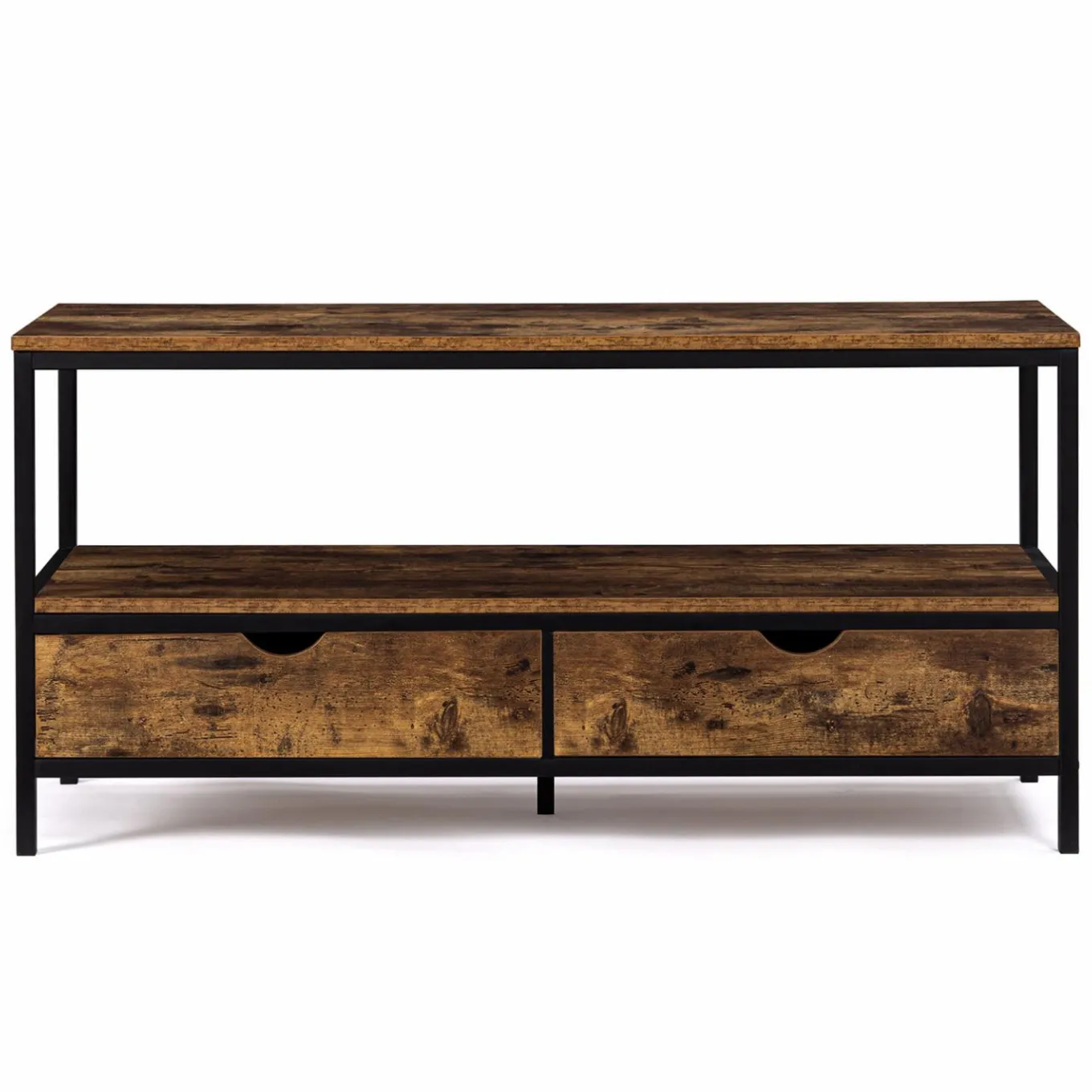 IDMarket Meuble TV style industriel bois effet vieilli et métal 2 tiroirs* Meubles Tiroirs|Collection Vintage