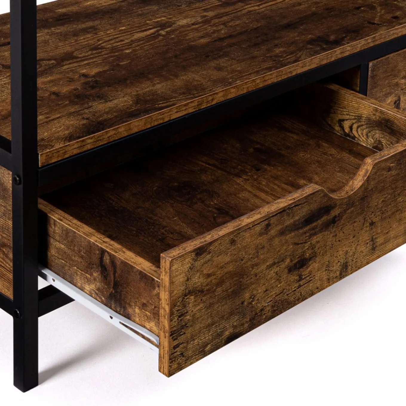 IDMarket Meuble TV style industriel bois effet vieilli et métal 2 tiroirs* Meubles Tiroirs|Collection Vintage